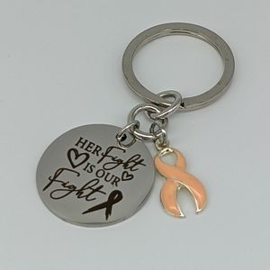 Her fight is our fight awareness keyring, uterine, breast, cervical cancer